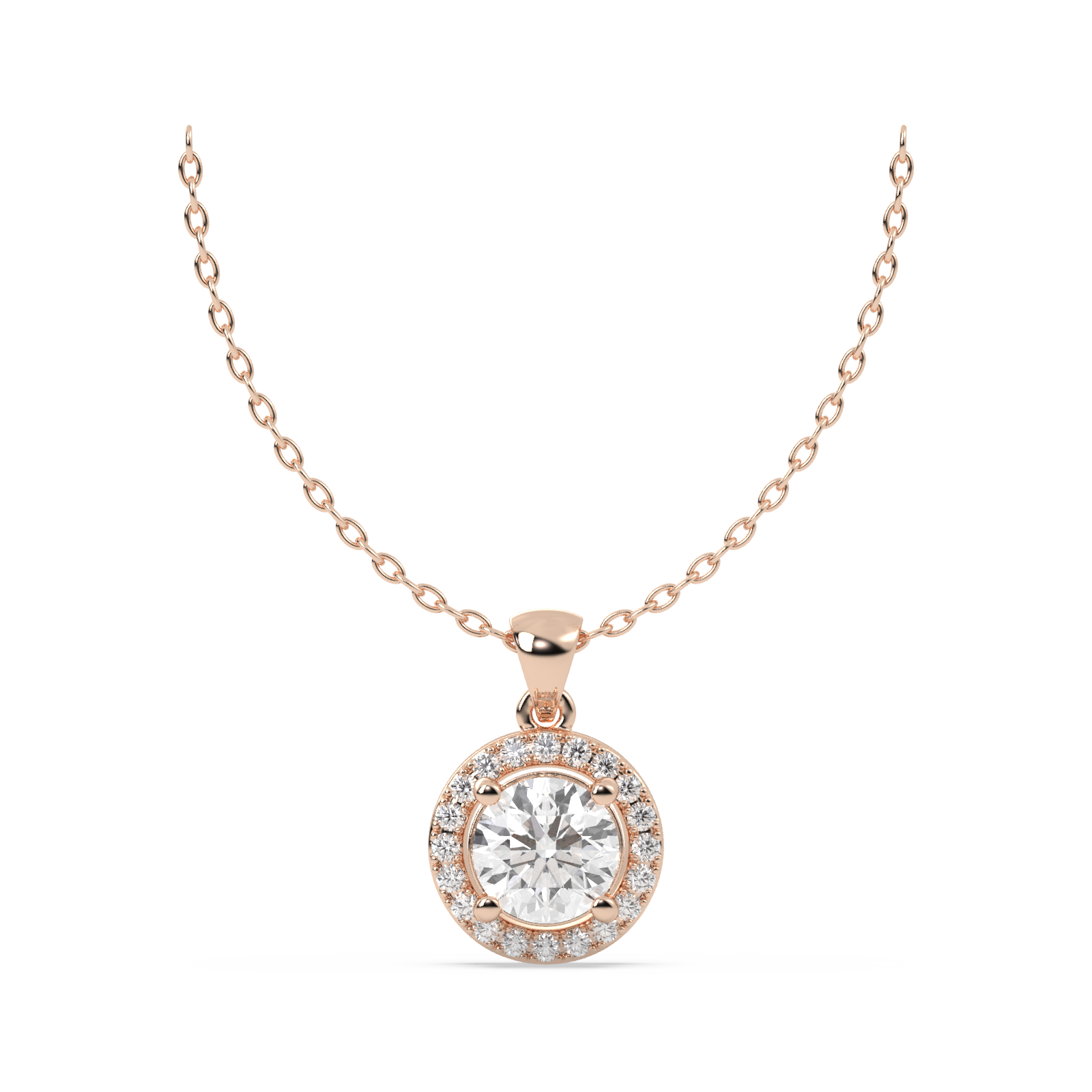 14k Rose Gold Studded 1.4 Carat Lab Grown Diamond Pendent With D Color VS1 Clarity.
